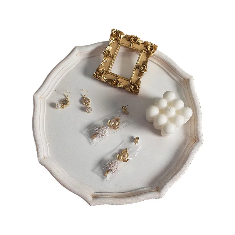 Винтажная белая настольная декоративная тарелка для хранения ювелирных изделий