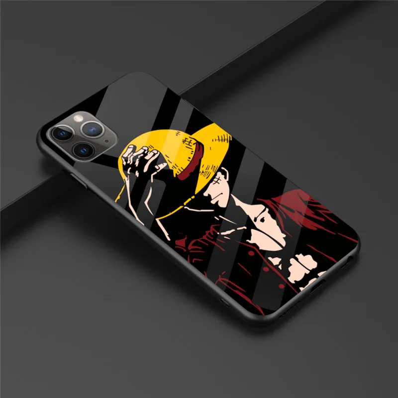 Силиконовый чехол из закаленного стекла с изображением аниме Луффи Ace для Iphone 11 PRO MAX XS X XR, цельный мультяшный чехол, высококачественный