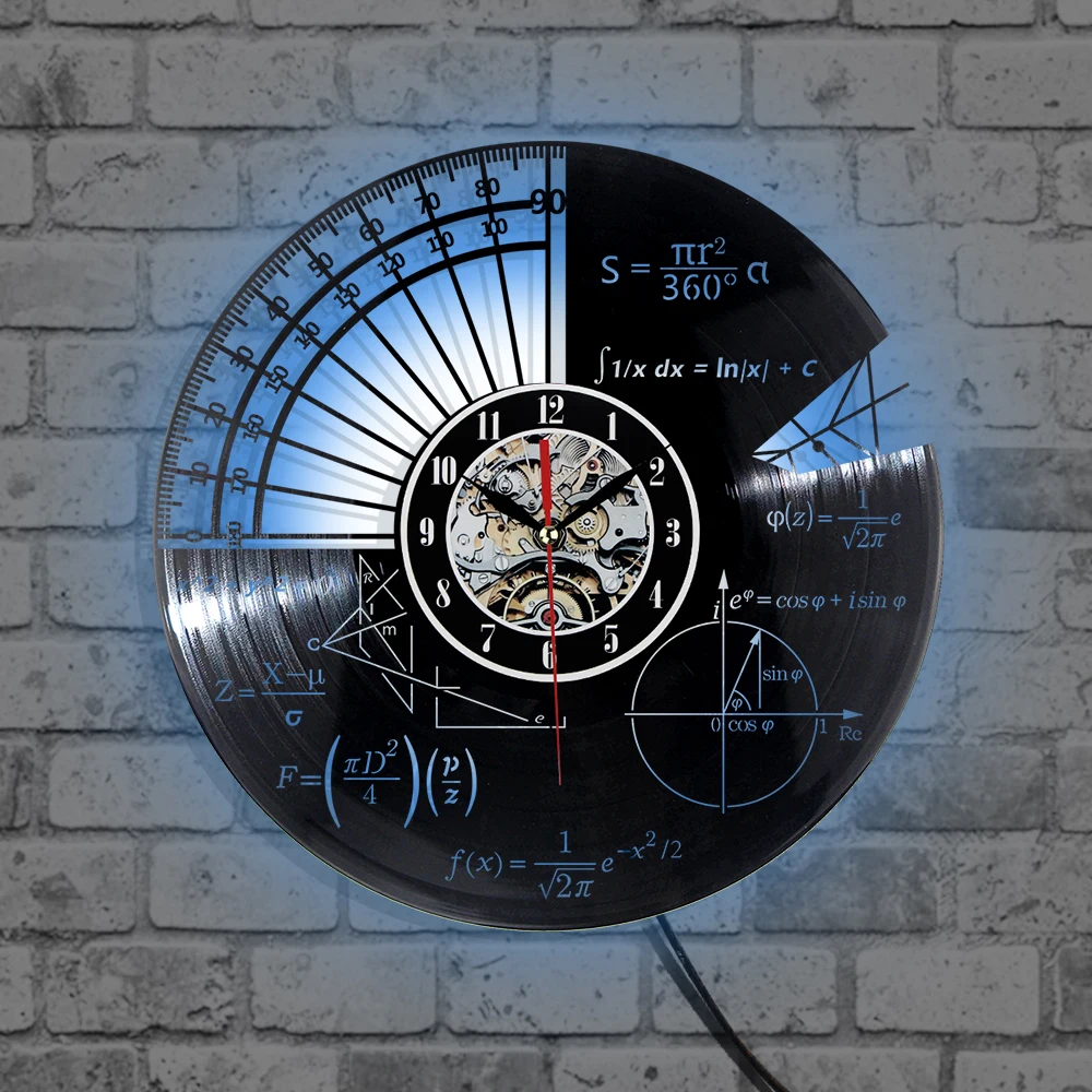

Vinyl Wall Clock Math Equations and Notations Mathematics Chalkboard Geek Record Vinyl Wall Clock for School Classroom Decor