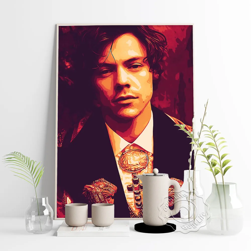 

Famous Muisc Singer Harry Styles Canvas Painting Poster, Hot Music Star Vintage Art Priints, Harry Styles Retro Art Photo Mural