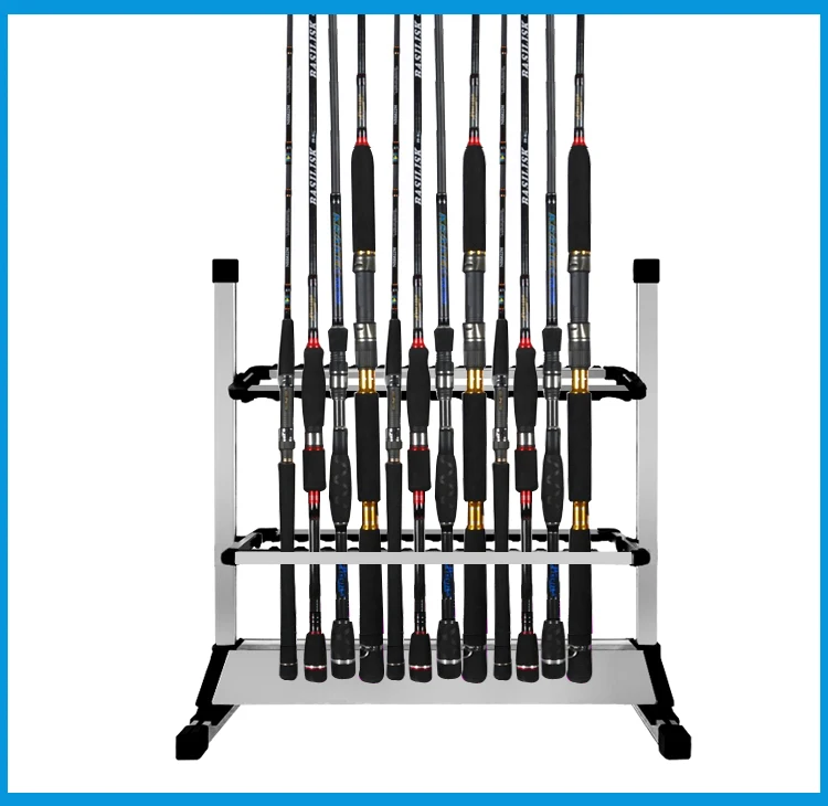 

24 Slots Fishing Rod Rack Holder Aluminum Alloy Fishing Rod Pole Bracket Display Stand Tackle for Fishing Rods Set Capacity