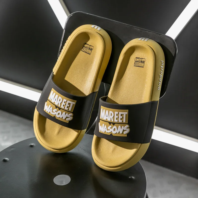 

GHJIOL Lovers Beach Slides Massage Flip Flops Non-slip Slippers High Quality EVA Summer Men Ladies Black Women Slippers Indoor