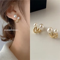 2021 new retro light luxury pearl stud earrings korean simple jewelry christmas party girls temperament accessories for woman