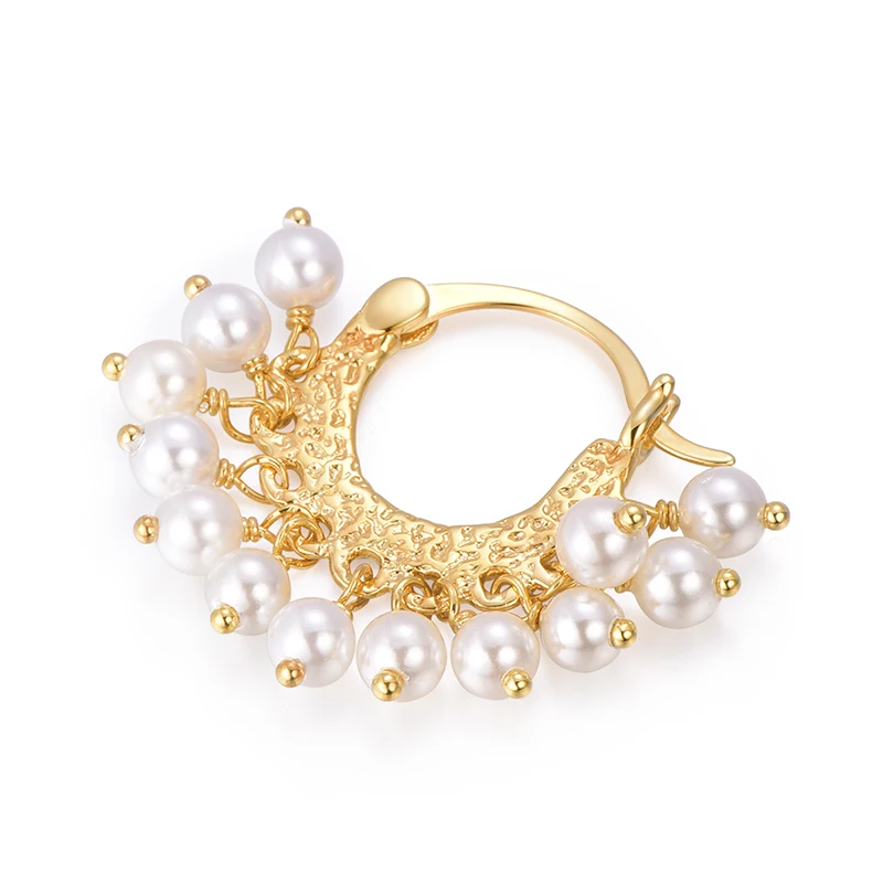 Piara Круглый Гладкий перламутровый обруч с покрытием из 18-каратного золота |