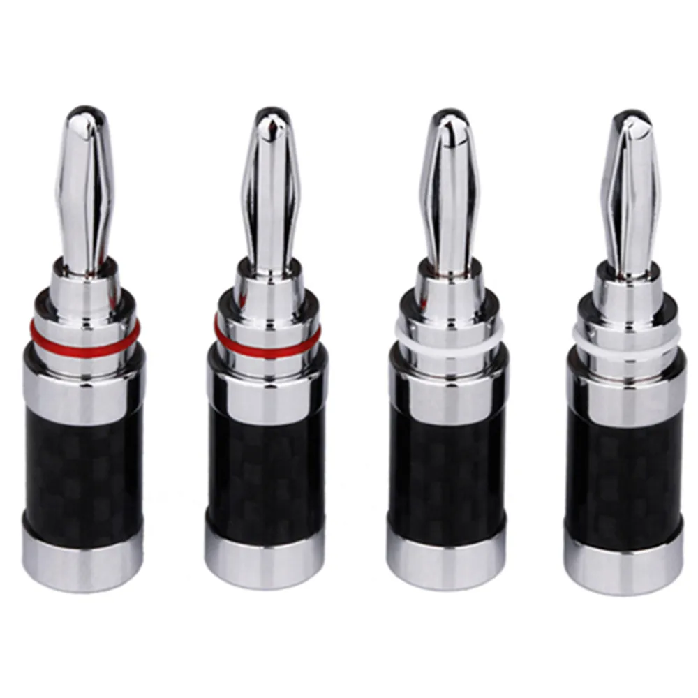 

8pcs Banana Connector Speaker Plug Carbon Fiber Rhodium Plated Banana Plugs Acoustics Terminals Audio Video Speaker Connectors