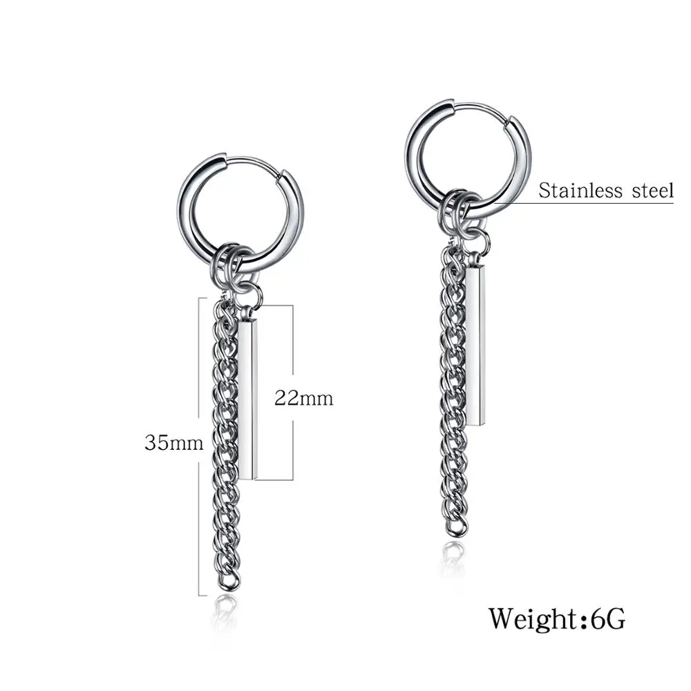 EyeYoYo корейские серьги цепочки из титановой стали с кисточками круглые мужские