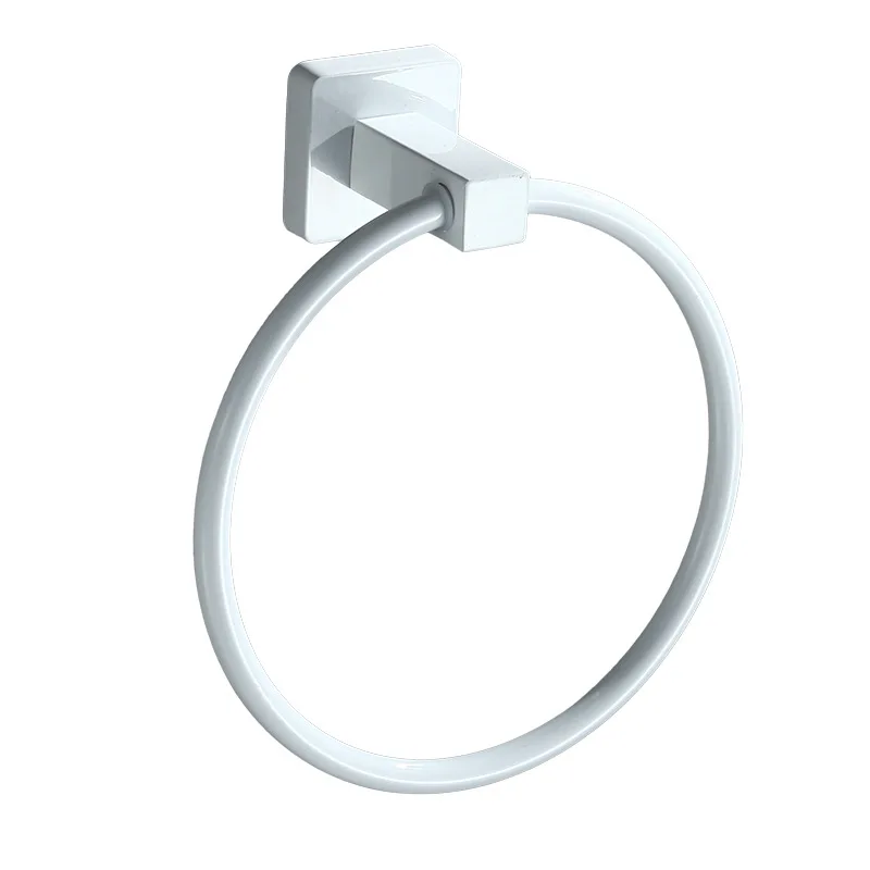 

White Towel Ring Round Style Shape Wall-Mounted Stainless Steel Hanger Bathroom Accessories Bath Towel Holder Hardware