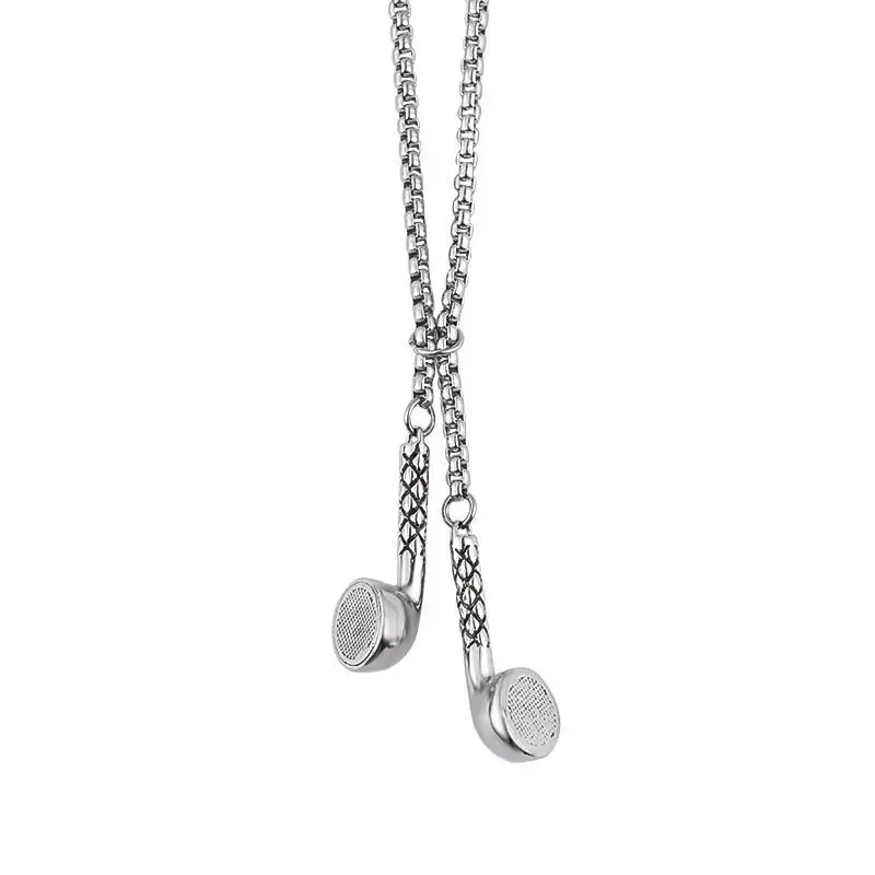 

Ожерелье из нержавеющей стали для мужчин и женщин, длинное колье с подвеской в стиле хип-хоп для наушников, бижутерия, аксессуары для друзей,...