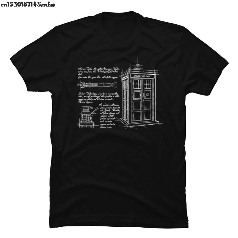Схематический эскиз ТАРДИС футболка далекс Летние Короткие рукава Топы тройники