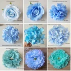 Blue Artificial Silk Rose Hydrangea Flower Bridal Bouquet Wedding Guide Office Valentine's Day Party Home DIY Decoration Flowers