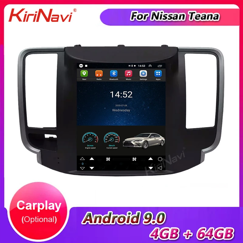 

Автомагнитола KiriNavi с вертикальным экраном Tesla Style, Android 9,0, для Nissan Teana Altima, Dvd, мультимедийный плеер, GPS-навигация, 4G