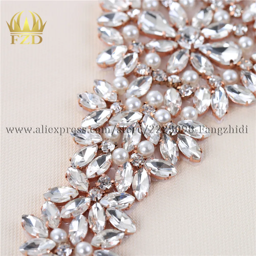 (1 шт.) Свадебные стразы аппликация Кристалл горячей фиксации розовое золото