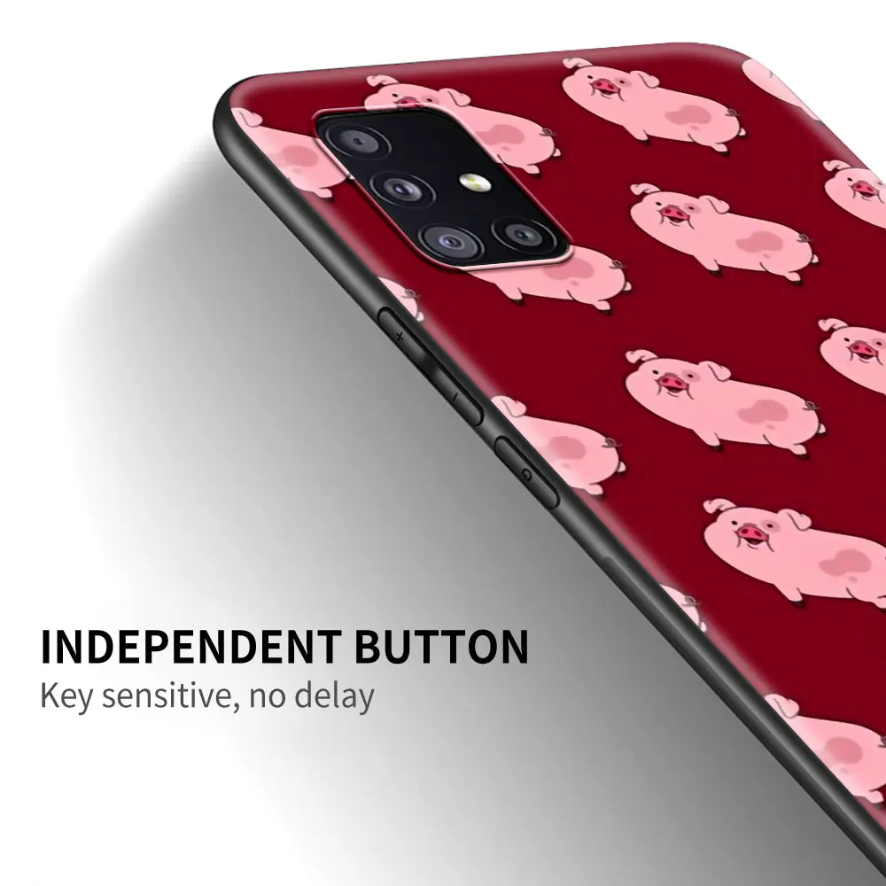 

Fashion Phone Case For Samsung Galaxy A51 A71 A21s A31 A41 A11 A01 M30s M31 M51 Black Soft Cas Covers Lovely Pink Pig Hands