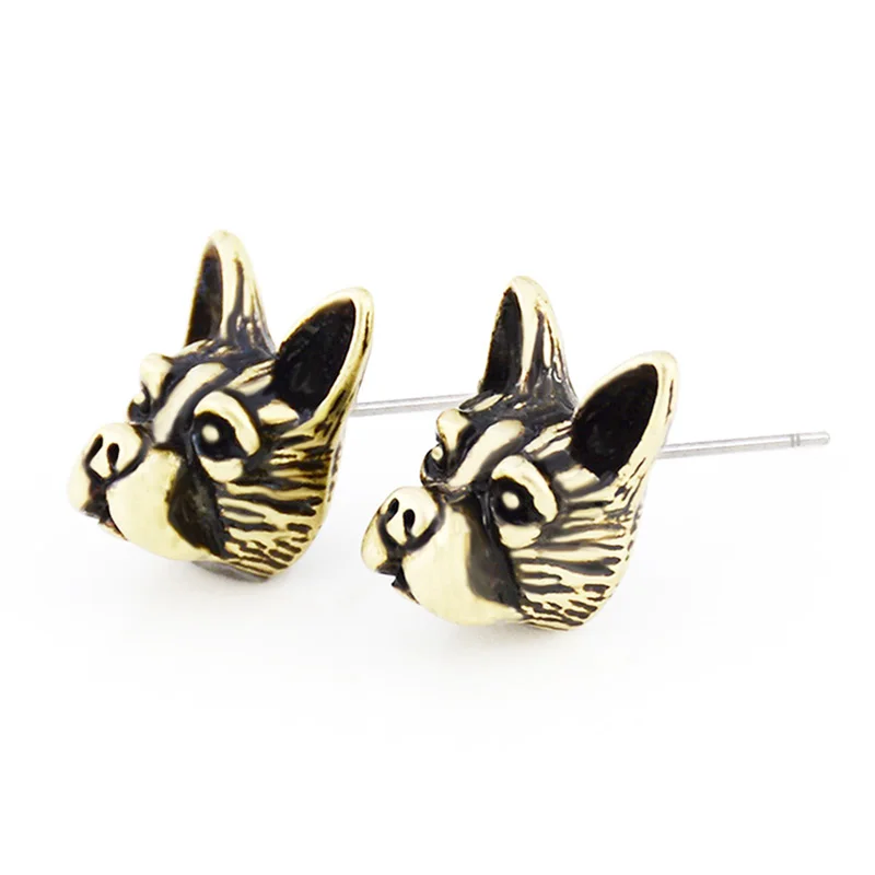 Серьги-гвоздики в стиле бохо женские винтажные украшения Бостон-терьер и