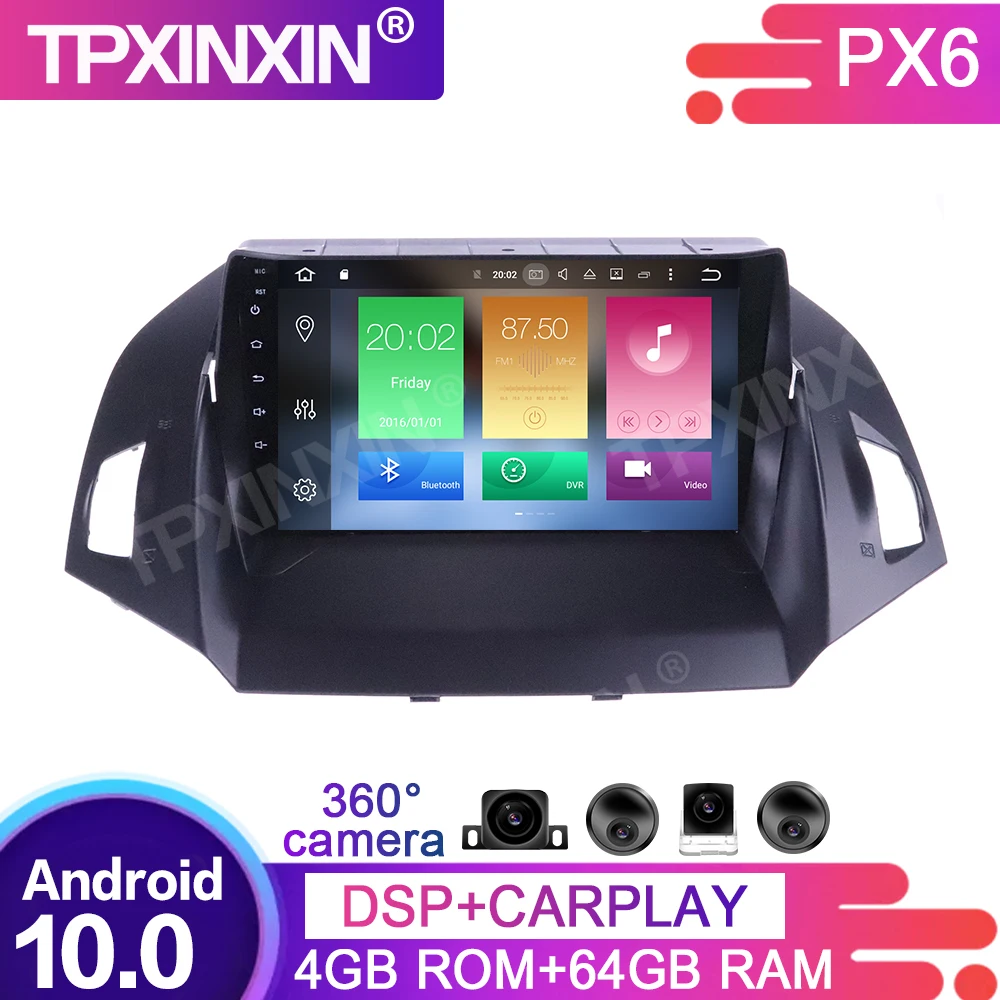 baratas 360 Câmeras De Tela Android 10.0 Para Ford Kuga Escape 12-19 áudio Rádio Gravador Estéreo Carro Auto Multimídia Jogador Gps Navegação