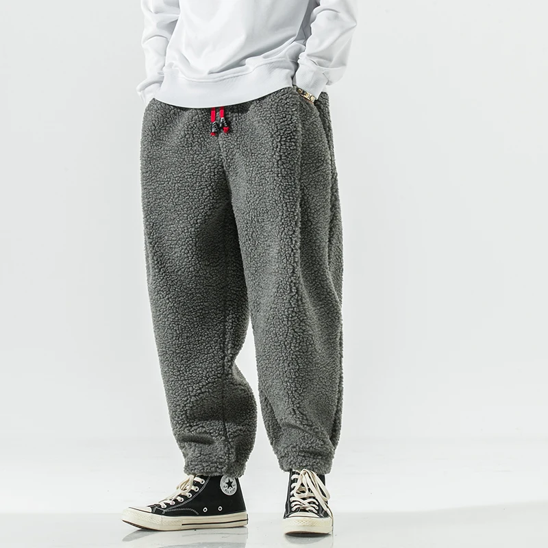 

Winter Men Thick Artificial Fur Lambswool Loose Casual Warm Pants Japanese Streetwear Harem Pants Man Chinese Style Trousers 5XL