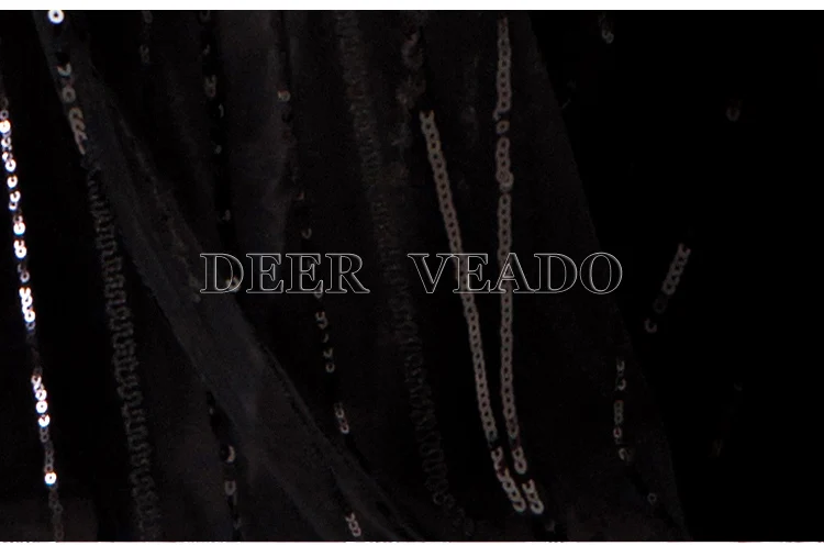 DEERVEADO черного цвета с блестками длинное вечернее платье Новое поступление официальное с короткими рукавами платье Вечеринка; Gown Robe De Soiree YS471