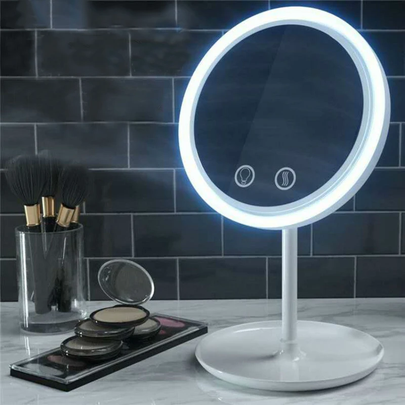 Makeup Зеркало Led с вентилятором без пота 5X Увеличительное Косметическое зеркало LED портативное мини карманное зеркало сенсорный экран стоячие зеркала зеркало для макияжа зеркало для макияжа зеркало с подсветкой зер