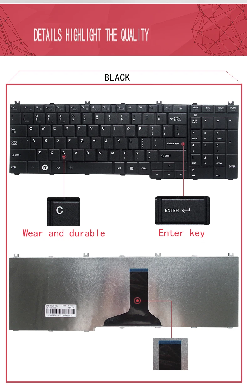 Клавиатура для ноутбука Toshiba C660 C650D 655 L750 755 760 770 775 660 675 655 670 Тетрадь заменить US клавиатура