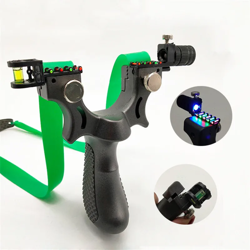 Hot Laser Advanced Flat Leather Slingshot Powerful Alloy Catapult Hunting Outdoors Shooting Light Equipped With Night Lights | Спорт и