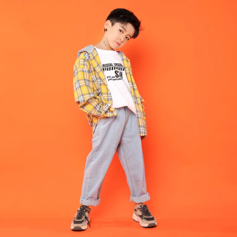 

Children Stage Outfits Hip Hop Clothes Dance Costumes for Girls Boys Jazz Ballroom Dancing T Shirt Pant Kids Party Dancewear LJ