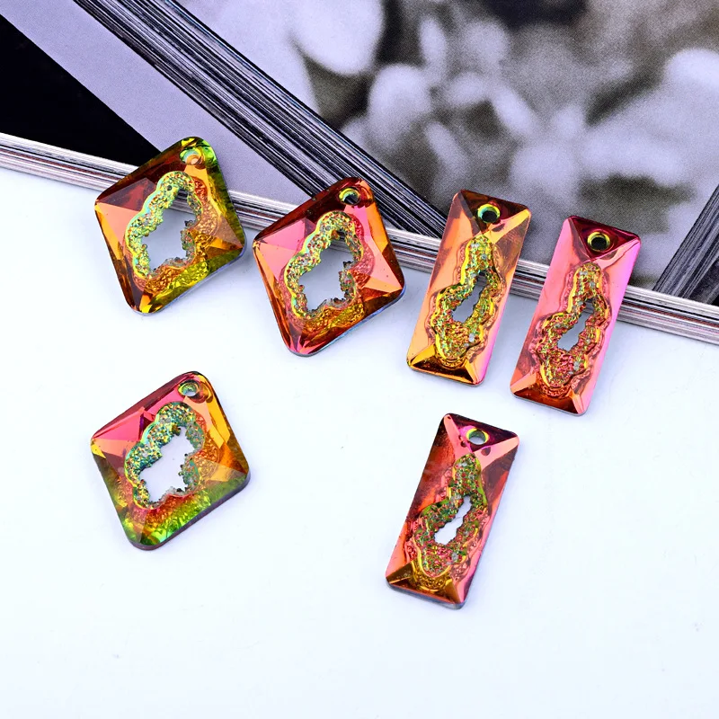 5 шт. блестящие полые искусственные подвески из смолы соединитель фурнитура