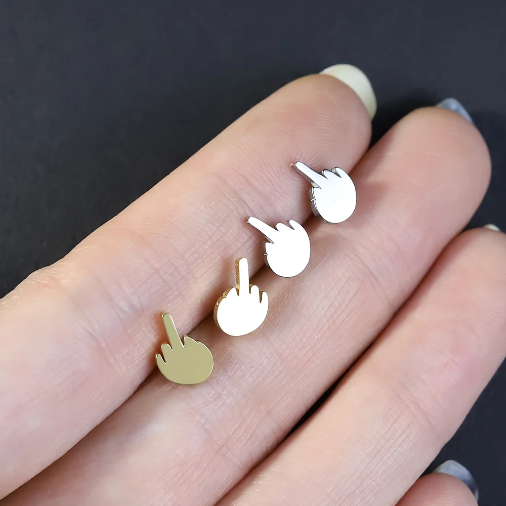 

Серьги-гвоздики из нержавеющей стали в форме среднего пальца