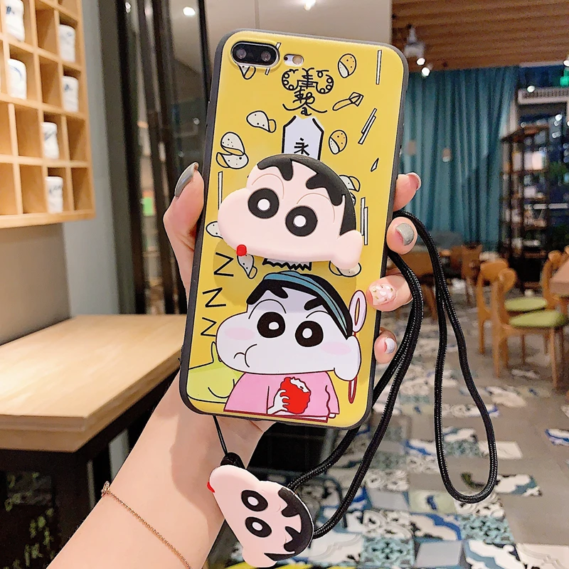 Crayon Shin-chan Мультяшный складной кронштейн ремешок чехол для телефона костюм для iPhone 11 Pro Max 6 6s 7 8 Plus X XR XS XSMAX Crayon Shin-chan Chi-bi Maruko - Цвет: Crayon Shin-chan