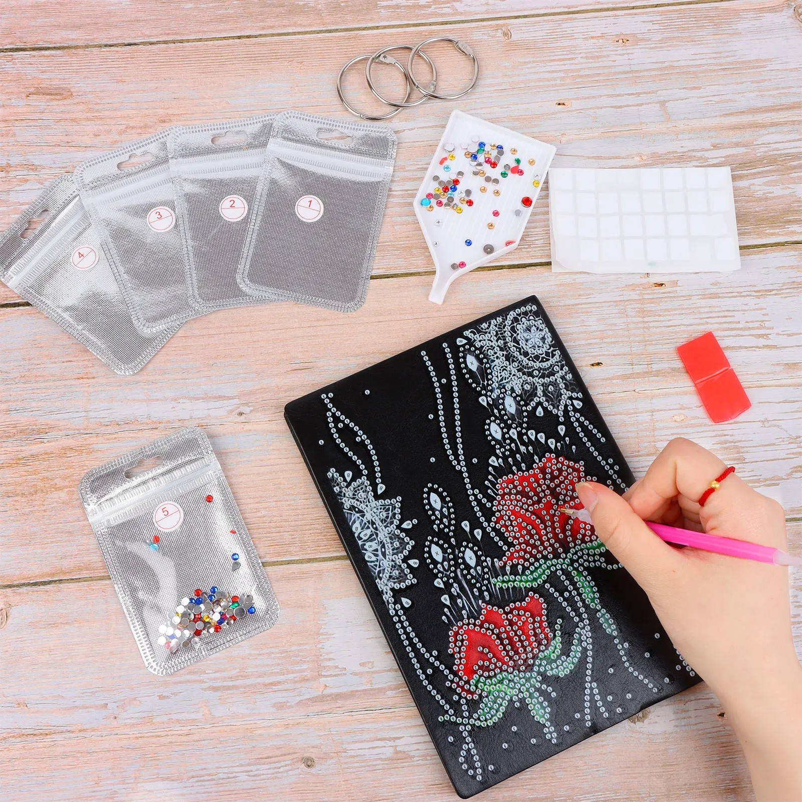 

126 Pieces 5D DIY Diamond Embroidery Accessories DIY Diamond Painting Boxes Tool Kit Cross Stitch Point Drill Pen Set
