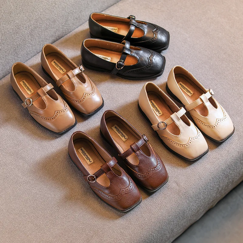 Весенняя детская обувь с перфорацией типа броги Обувь принцессы на плоской