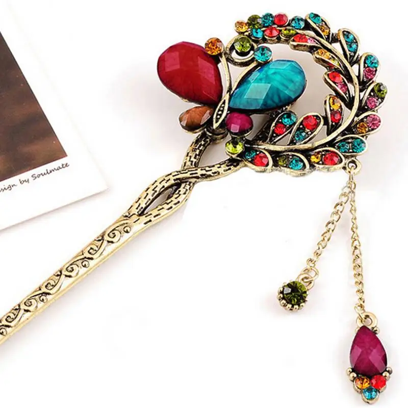 

Vintage Hair Clips Women Crystal Diamond Flower Hairpins Hair Clip Floral Headwear 1 Pcs