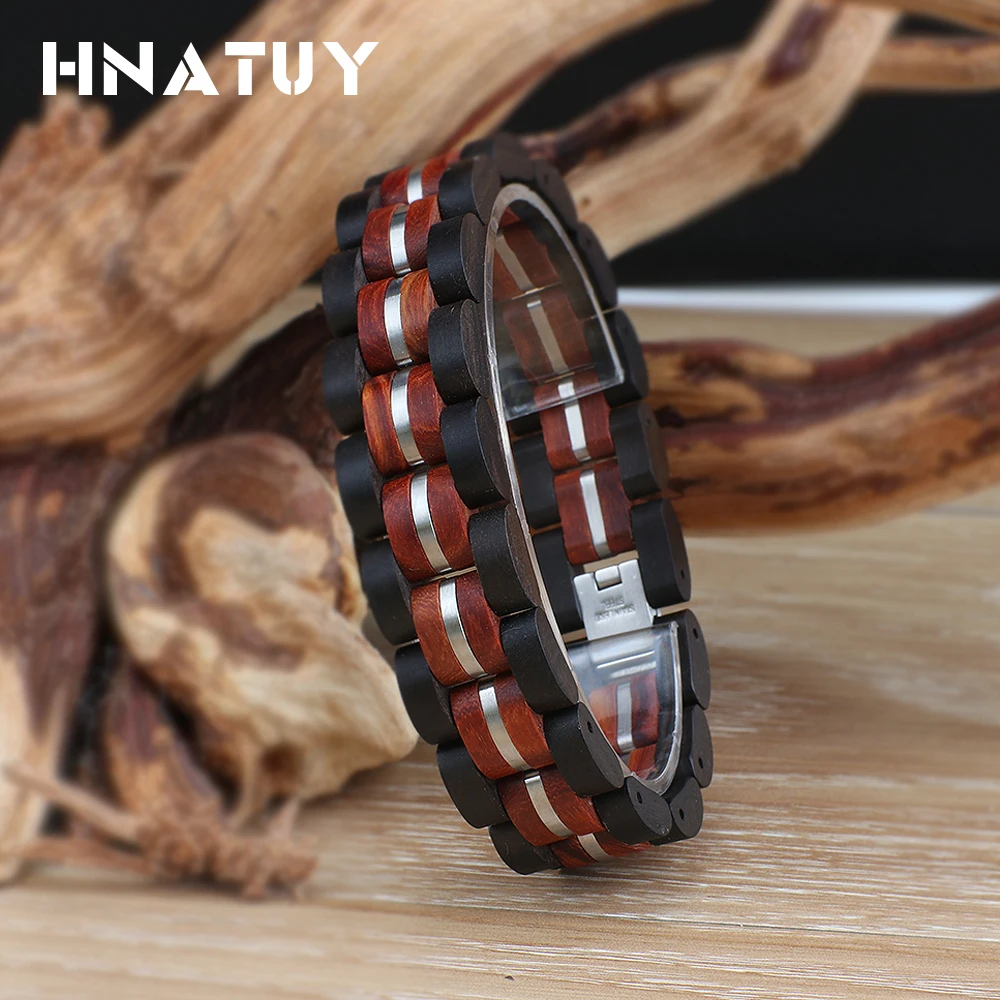 Мужской браслет HNATUY из нержавеющей стали и дерева для влюбленных мужчин женщин