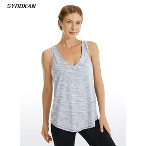 Женские легкие майки для тренировок SYROKAN, свободная футболка без рукавов, спортивные майки с V-образным вырезом - изображение
