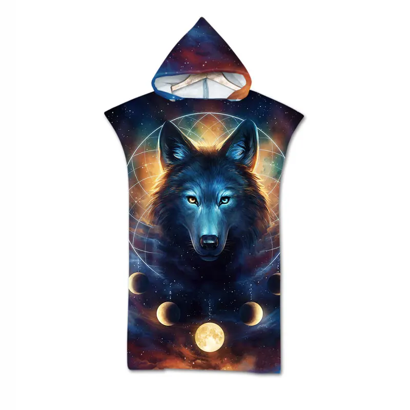 Халат пончо унисекс с капюшоном и 3D принтом животных|Полотенца капюшоном| |