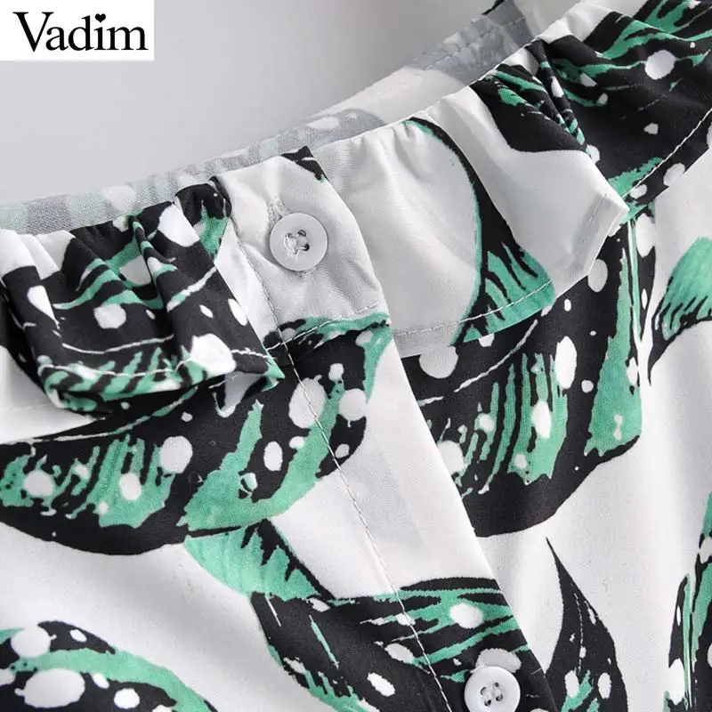 Женское элегантное платье vadim с принтом листьев миди поясом-бабочкой и карманами