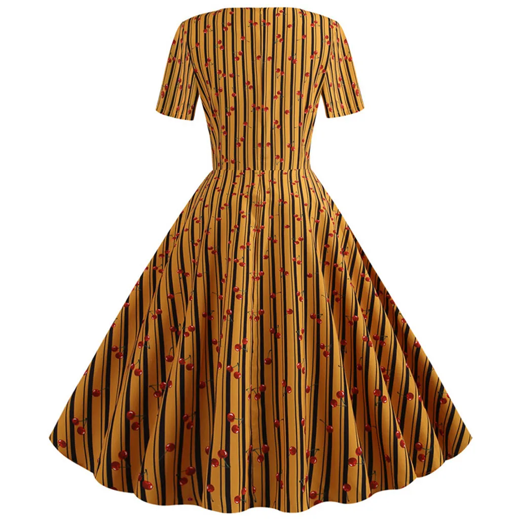 Женское платье с коротким рукавом V-образным вырезом и цветочным принтом |