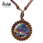 Азиатских Ван Гога серии колье Звездная ночь подсолнухи художественная стеклянная рамка для фотографий в стиле импрессионизма деревянные подвесные 22 стиля унисекс