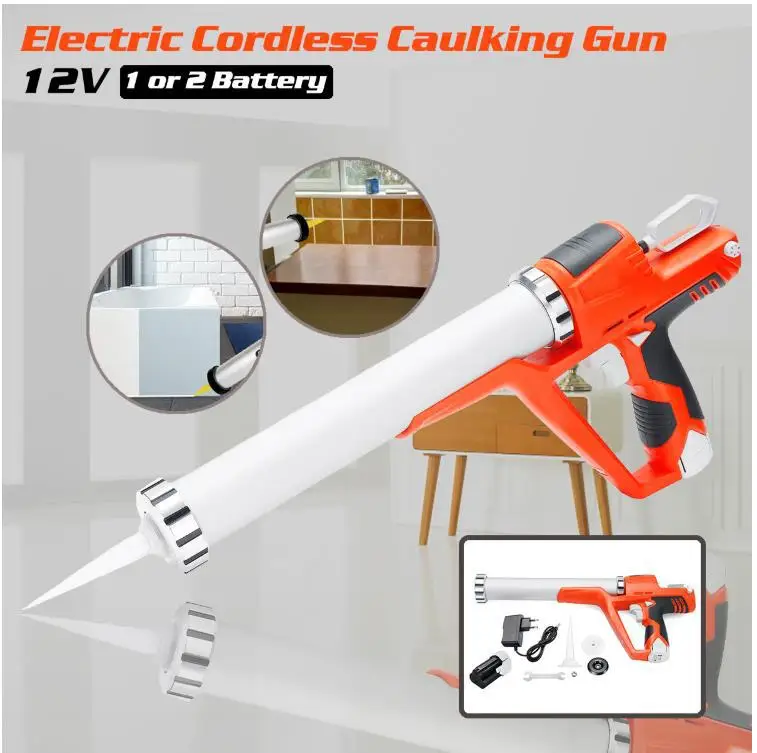 

Electric Cordless Caulking Guns 1.5AH 12V Max Handheld Glass Hard Rubber Sealant Guns With Liion Battery For Home DIY Tools Kit