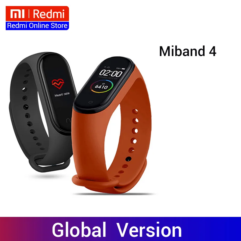 В наличии Новый Xiaomi Mi Band 4 Smart Miband 0 95 &quotAMOLED экран водонепроницаемый пульсометр