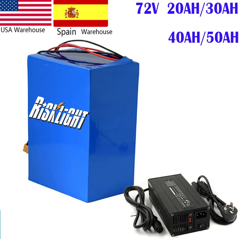 

No Tax To EU 72V 50AH Ebike 18650 Rechargeable Lithium Ion Battery 72 Volt 20Ah 30Ah 40ah Electric Bike For 3000W 2000W Motor