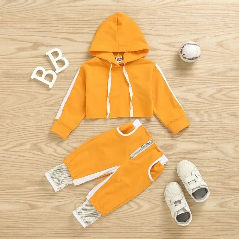 

Toddler Baby Girls Sport Clothes Hood Crop Tops Pants Tracksuit Outfit 3-24M