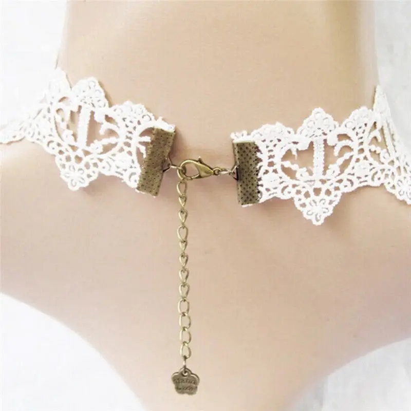 

New Fashion Elegant Vintage Imitation Pearl White Lace Statement Choker Necklaces Bridal Jewelry For Women Wedding