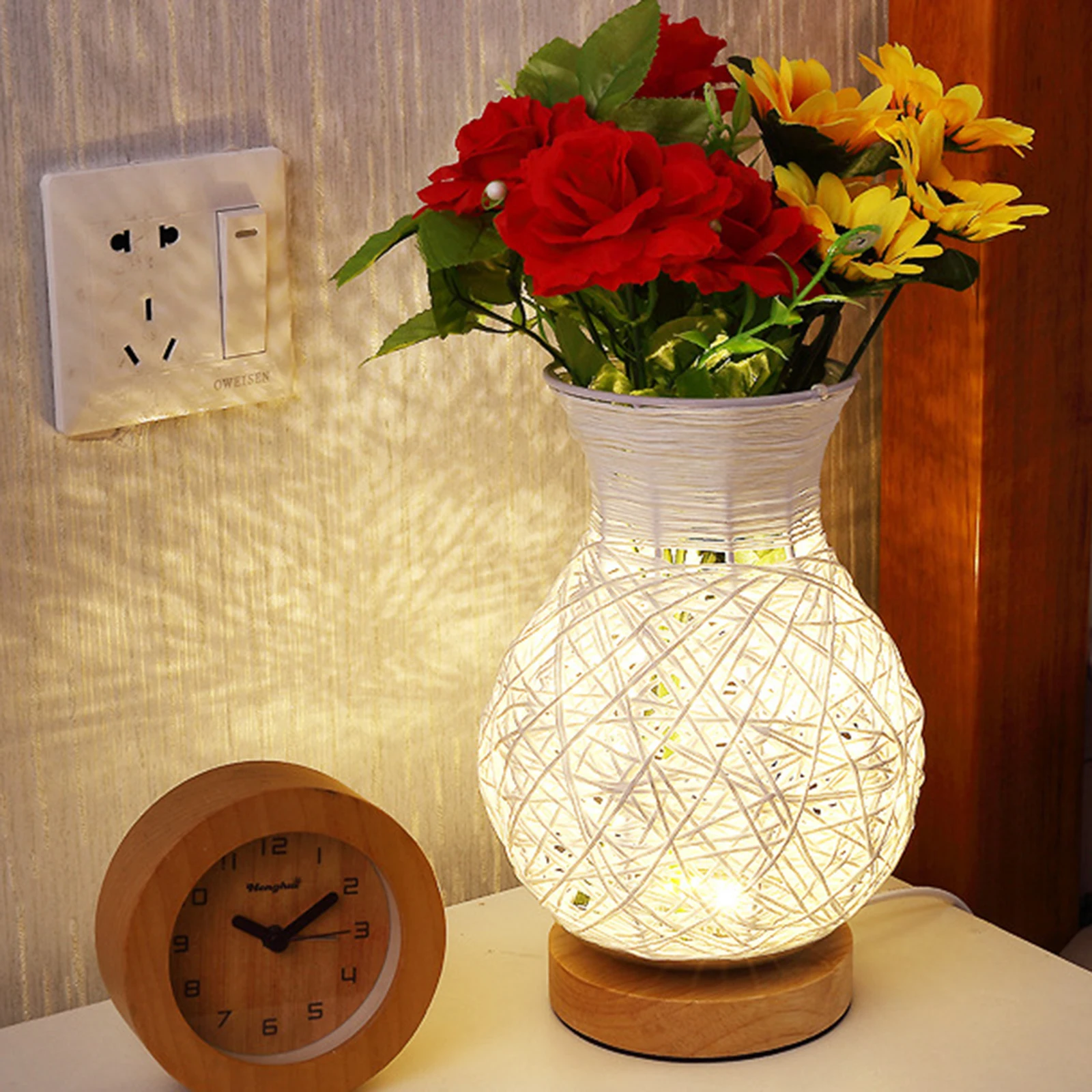 

Vase Night Light LED Decorative Lights High Quality Bedroom Nordic Flower Desktop Decoration Charging Vintage Creative USB Lamp