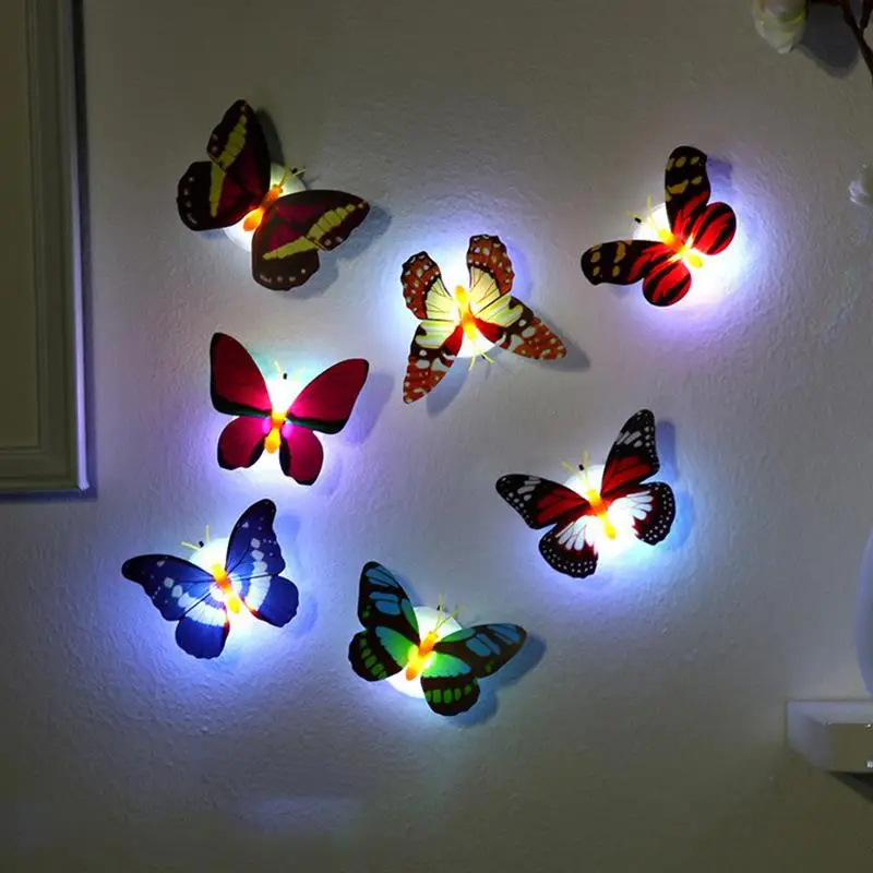 

Night Light Bedroom Pasteable 1pcs Creativity LED 3d Glowing Butterfly Toggle Plastic Living Room