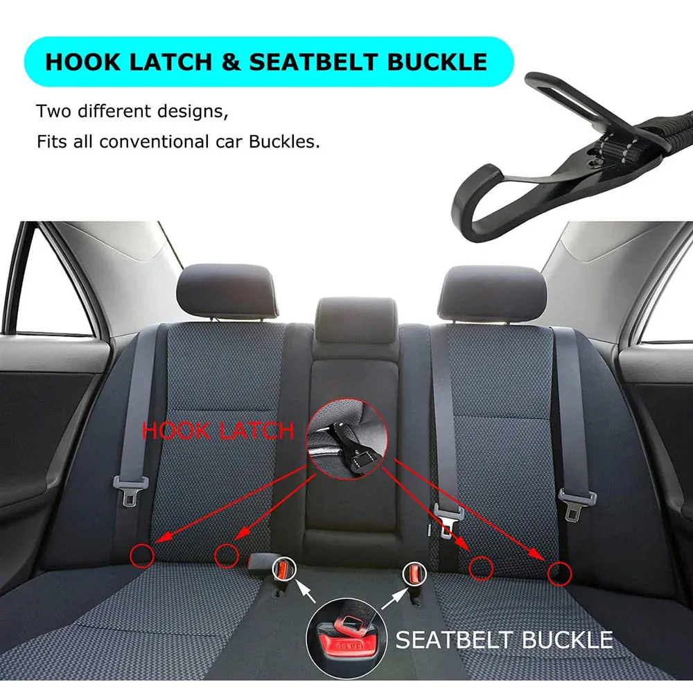 Dog Seat Belt Upgrade 2 in 1 Latch Bar Attachment Car Seatbelt Elastic Buffer Reflective Universal Vehicle for Pet | Дом и сад