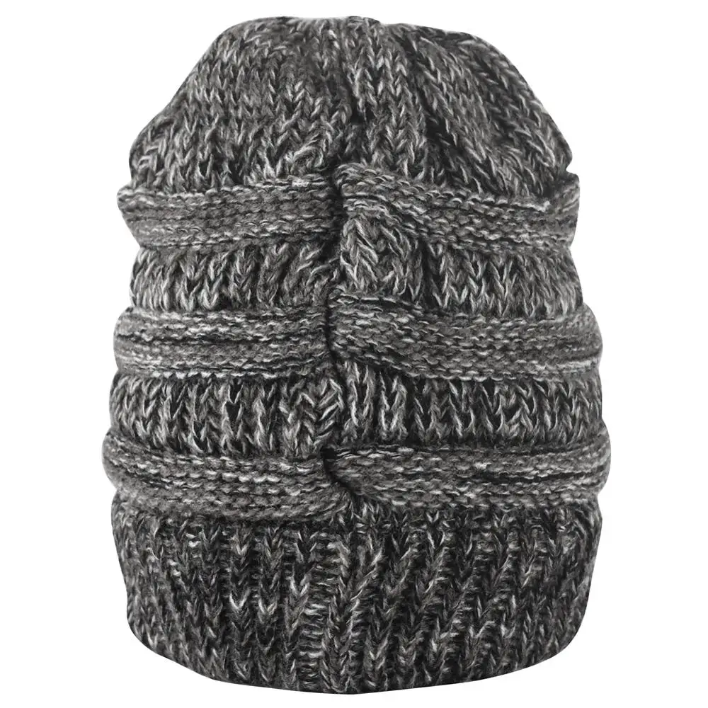 Зимняя разноцветная вязаная шерстяная шапка с конским хвостом для пирсинга