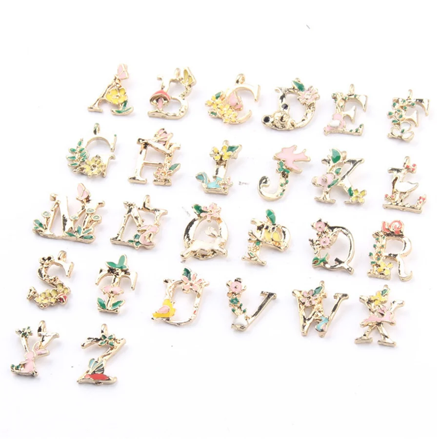 10 шт./лот Подвески ABC Цветочные капающие сплав Маленькая подвеска DIY ювелирные