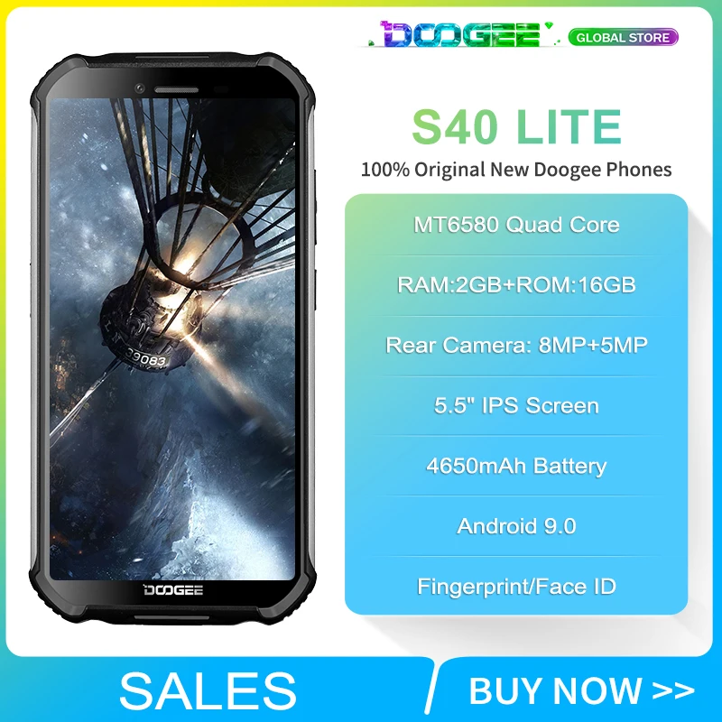 Doogee S40 Lite прочный мобильный телефон 2 Гб оперативной памяти 16 встроенной 4 ядра 5 "Дисплей 4650 мА/ч 8.0MP Face ID - Фото №1