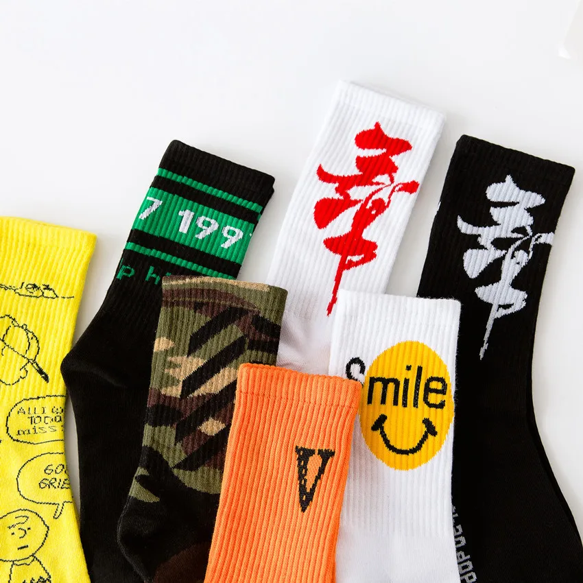 Новые модные носки унисекс в стиле Харадзюку Длинные хлопковые хип-хоп классные