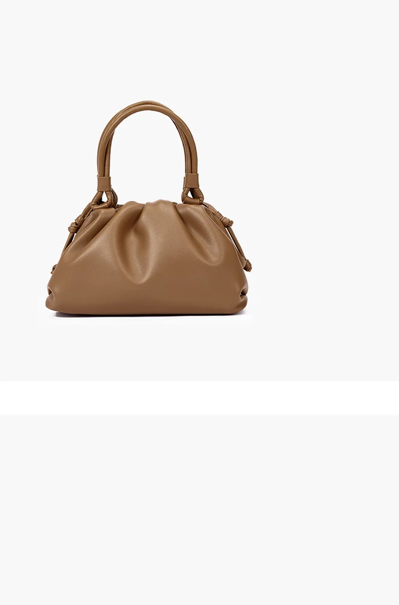 women handbag cowhide Shoulder bag fashion pleated cloud bag